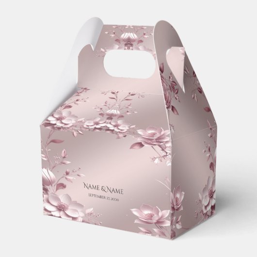 Delicate Pink Floral Favor Box フェイバーボックス (正面サイド)