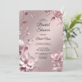 Delicate Pink Floral Frame Bridal Shower 招待状 (スタンド正面)