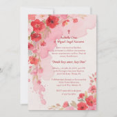 Delicate Pink Floral Frame Christian Catholic 招待状 (正面)