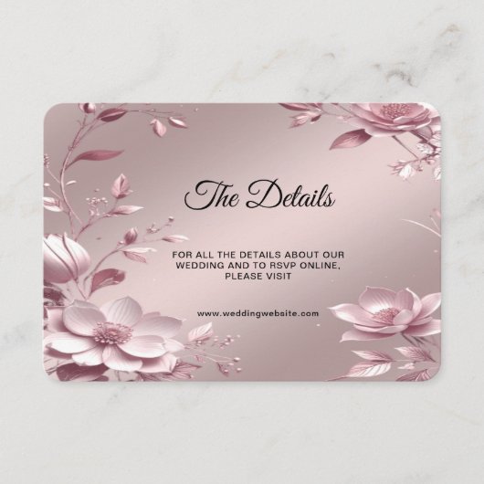 Delicate Pink Floral Frame Detail エンクロージャーカード (正面)