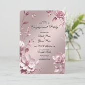 Delicate Pink Floral Frame Engagement 招待状 (スタンド正面)