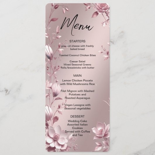 Delicate Pink Floral Frame Menu メニュー (正面)