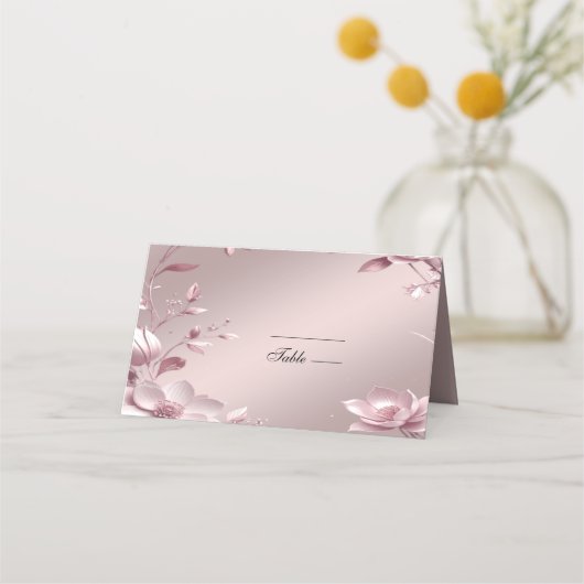 Delicate Pink Floral Frame Place Card プレイスカード (正面)