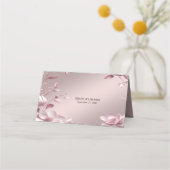 Delicate Pink Floral Frame Place Card プレイスカード (裏面)