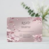 Delicate Pink Floral Frame RSVP Card (スタンド正面)