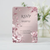 Delicate Pink Floral Frame RSVP Card (スタンド正面)