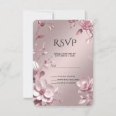 Delicate Pink Floral Frame RSVP Card (正面)