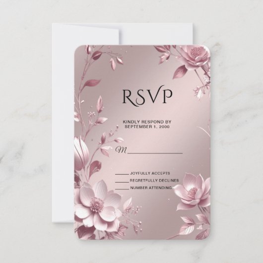 Delicate Pink Floral Frame RSVP Card (正面)