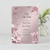 Delicate Pink Floral Frame Save The Date セーブザデート (スタンド正面)