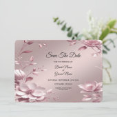 Delicate Pink Floral Frame Save The Date セーブザデート (スタンド正面)