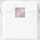 Delicate Pink Floral Frame Sticker スクエアシール (バッグ)