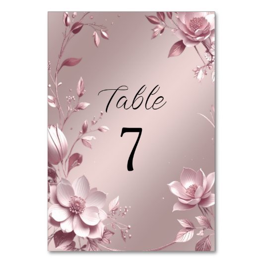 Delicate Pink Floral Frame Table Number テーブルナンバー (正面)