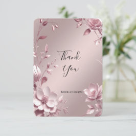 Delicate Pink Floral Frame Thank You Card サンキューカード