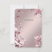 Delicate Pink Floral Frame Thank You Card サンキューカード (裏面)