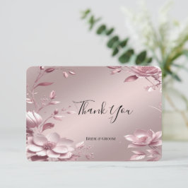 Delicate Pink Floral Frame Thank You Card サンキューカード