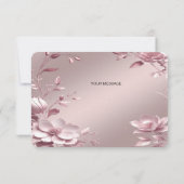 Delicate Pink Floral Frame Thank You Card サンキューカード (裏面)
