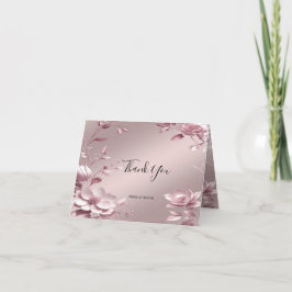 Delicate Pink Floral Frame Thank You Card サンキューカード