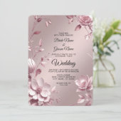 Delicate Pink Floral Frame Wedding Invitation 招待状 (スタンド正面)