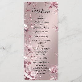 Delicate Pink Floral Frame Wedding  Program プログラム