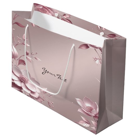 Delicate Pink Floral Gift Bag ラージペーパーバッグ (正面アングル)
