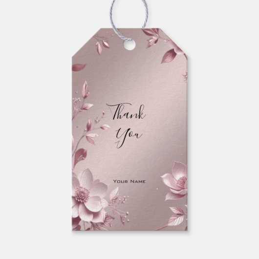 Delicate Pink Floral Gift Tag ギフトタグ (正面)