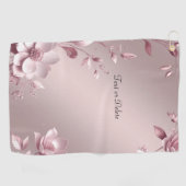 Delicate Pink Floral Golf Towel ゴルフタオル (横)