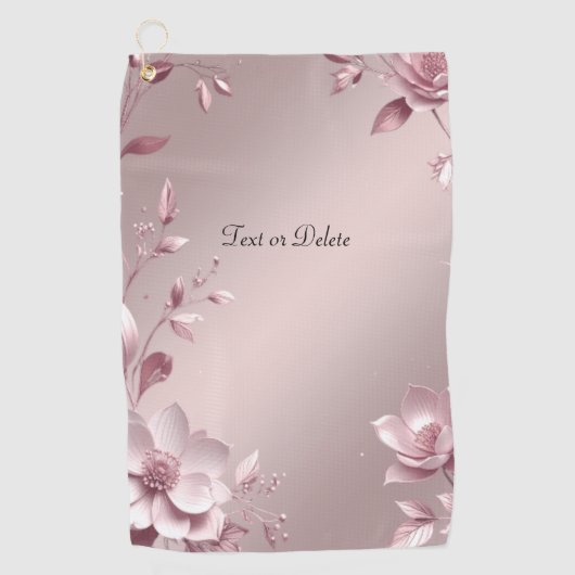 Delicate Pink Floral Golf Towel ゴルフタオル (正面)