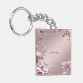 Delicate Pink Floral Keychain キーホルダー (正面左)