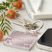 Delicate Pink Floral Keychain キーホルダー (正面右)