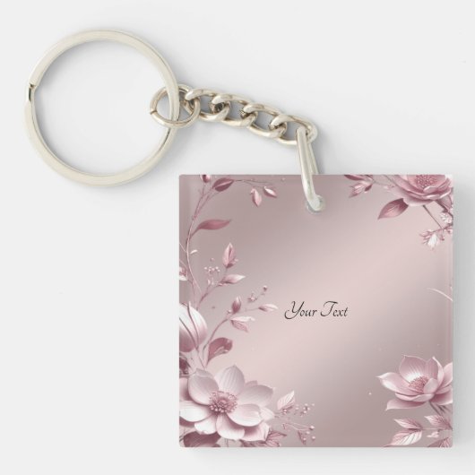 Delicate Pink Floral Keychain キーホルダー (正面)
