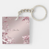 Delicate Pink Floral Keychain キーホルダー (裏面)