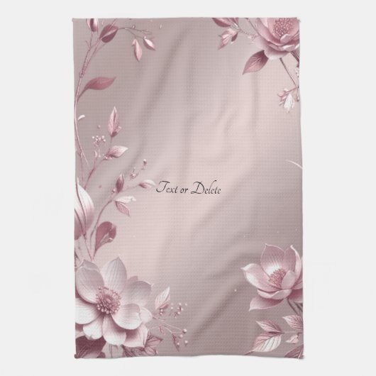 Delicate Pink Floral Kitchen Towel キッチンタオル (縦)