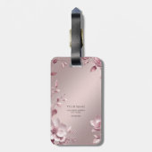 Delicate Pink Floral Luggage Tag ラゲッジタグ (裏面縦)