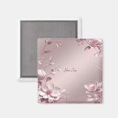 Delicate Pink Floral Magnet マグネット (正面/裏面)