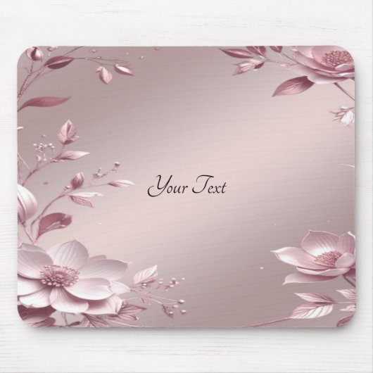 Delicate Pink Floral Mousepad マウスパッド (正面)