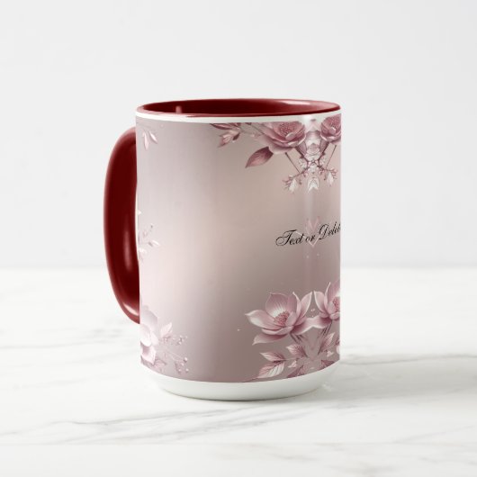 Delicate Pink Floral Mug マグカップ (正面左)