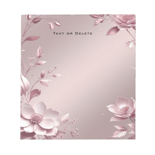 Delicate Pink Floral Notepad ノートパッド (正面)