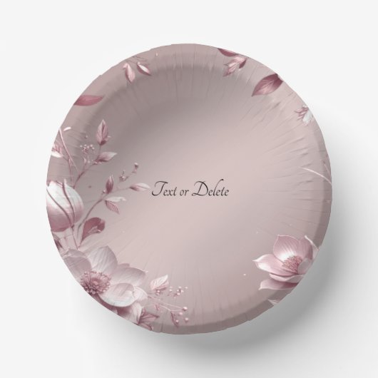 Delicate Pink Floral Paper Bowls ペーパーボウル (正面)