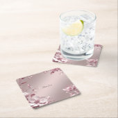 Delicate Pink Floral Paper Coaster スクエアペーパーコースター (インサイチュ)