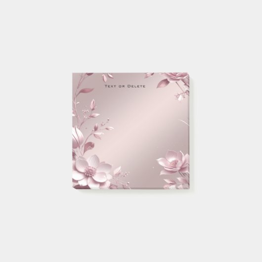 Delicate Pink Floral Post it Notes ポストイット (正面)