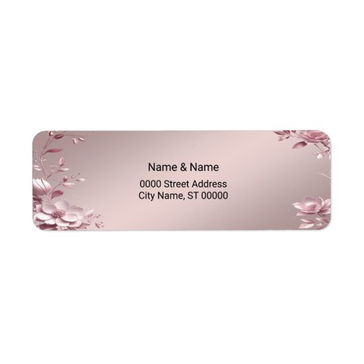 Delicate Pink Floral Return Address Label ラベル (正面)