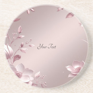 Delicate Pink Floral Sandstone Coaster コースター
