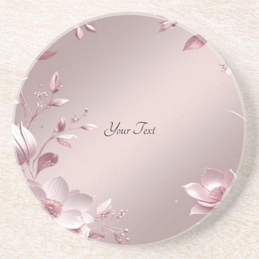 Delicate Pink Floral Sandstone Coaster コースター (正面)