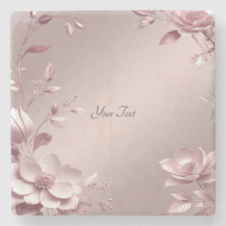 Delicate Pink Floral Stone Coaster ストーンコースター