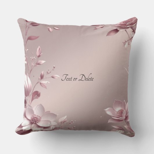 Delicate Pink Floral Throw Pillow クッション (正面)