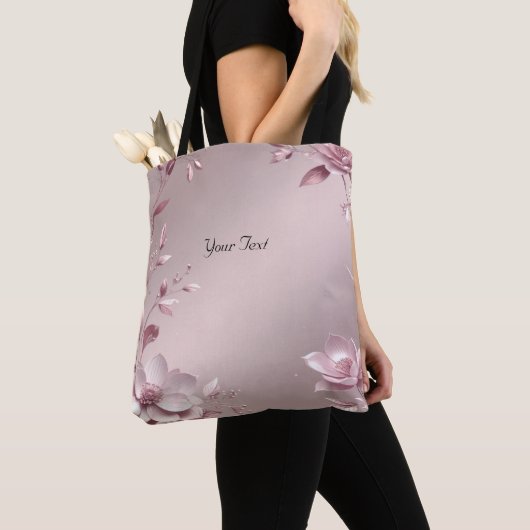 Delicate Pink Floral Tote Bag トートバッグ (クローズアップ)