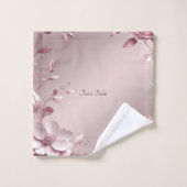 Delicate Pink Floral Towel Set バスタオルセット (ウォッシュタオル)