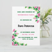 Delicate Pink Flower Retirement Party Invitation 招待状 (スタンド正面)