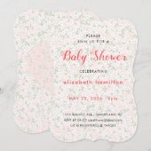 Delicate Pink Flowers Baby Shower Invitation 招待状 (正面/裏面)