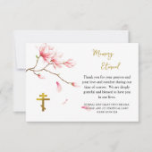 Delicate Pink Flowers Branch Orthodox Funeral サンキューカード (正面)
